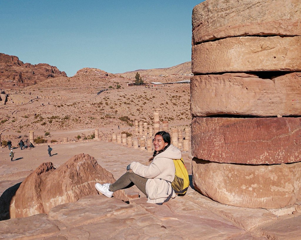 Me sitting next to a column at Petra